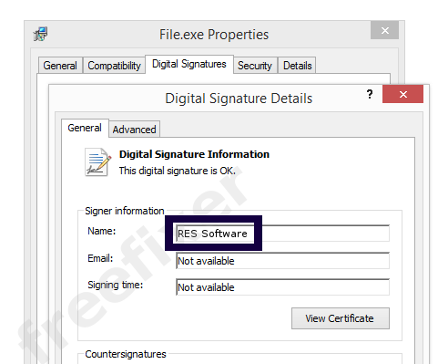 Screenshot of the RES Software certificate